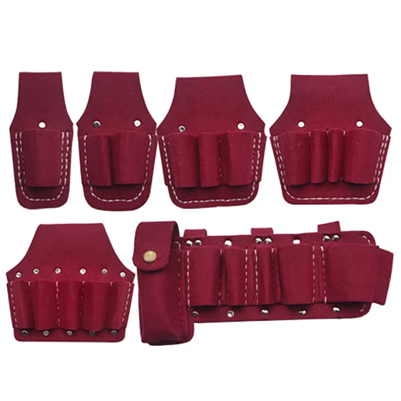 Felt Cloth Tool Bag Pocket Multifunction Repair Wearable Electrician Waist Hanging Pouch Belt Red Felt Fabric No Tools
