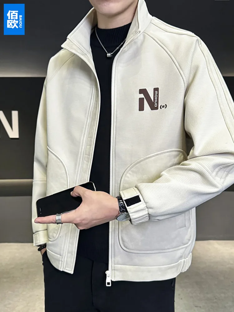 Мужская куртка с воротником-стойкой весенне-осенняя морозостойкая верхняя