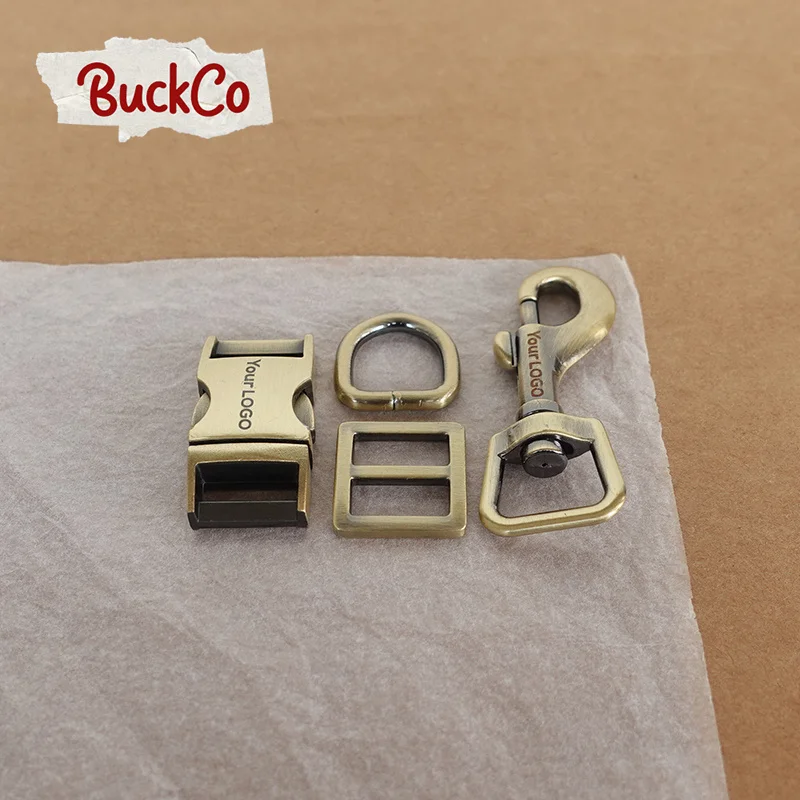 

Набор медных Ошейников для собак с гравировкой (металлическая пряжка + Тройная крышка + D-кольцо + металлическая застежка для собак/набор), 15 м...