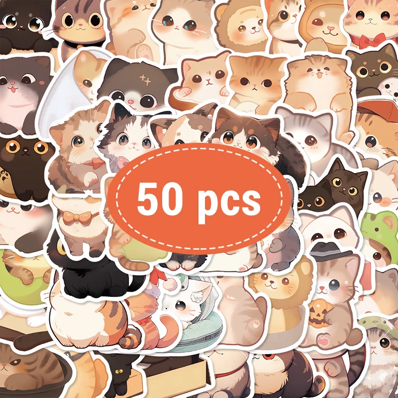 

Набор из 50 милых стикеров с котиками