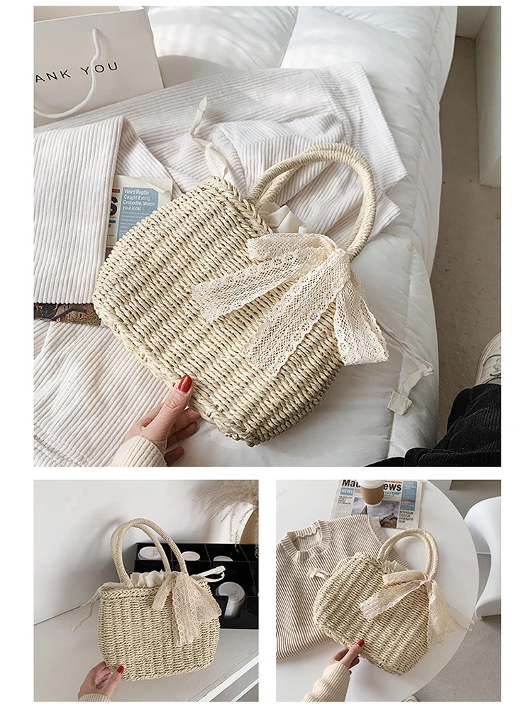 Luxury Brand Designer Women's Handbags Fashion Barrel Straw Woven Crossbody Bags for Female 2022 Trend Summer Shopper  Beach Bag
