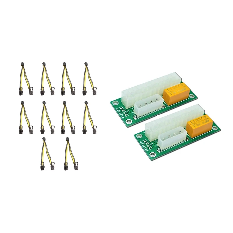 

10Pcs PCI-E PCIE 8P Female To Dual 8Pin 6+2P Power Extension Cable & 2 Pack Dual PSU Multiple Power Supply Adapter