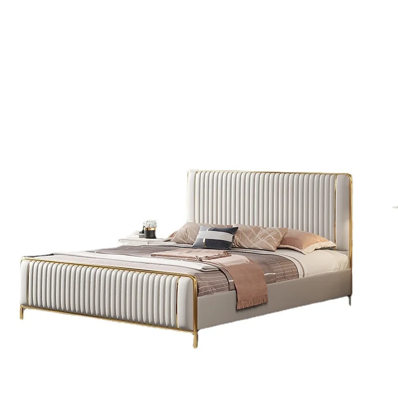 

Customized high quality king double size upholstered bed designs for home