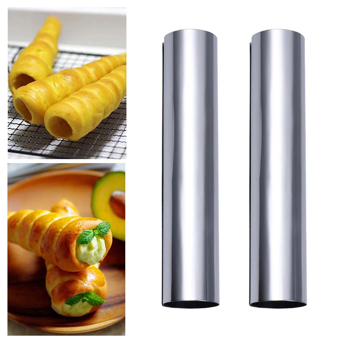 

Cannoli Tubes Molds Cream Baking Tube Forms Horn Pastry Croissant Steel Stainless Connoli Form Shell Roll Bread Metal Cones