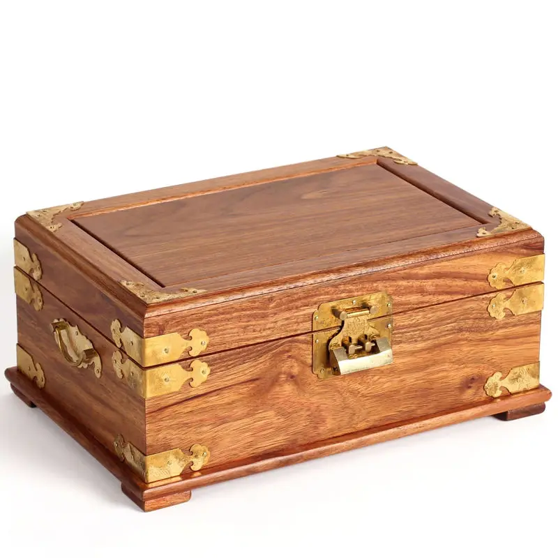 With Lock Rosewood In Chinese Antique Style Ornament Storage Box Solid Wood Gift Box