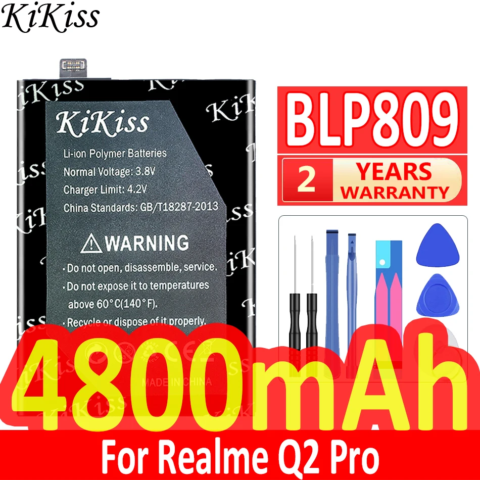 

Мощный аккумулятор 4800 мАч KiKiss BLP809 BLP 809 для Oppo Realme Q2 Pro Q2Pro Bateria