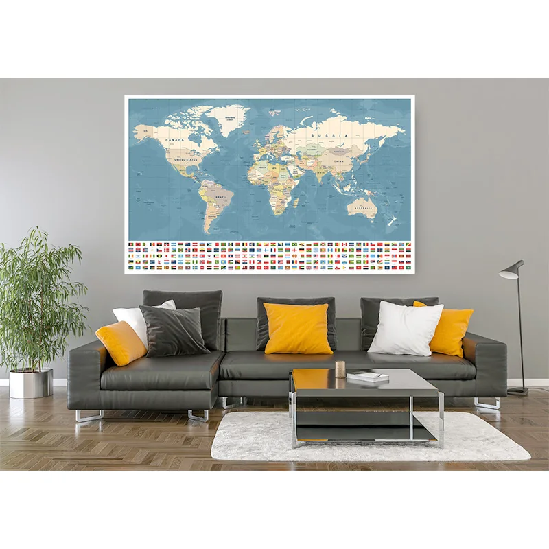 

Vinyl Photography Backdrops Props Physical Map of The World Vintage Wall Poster Home School Decoration Baby Background DT-18