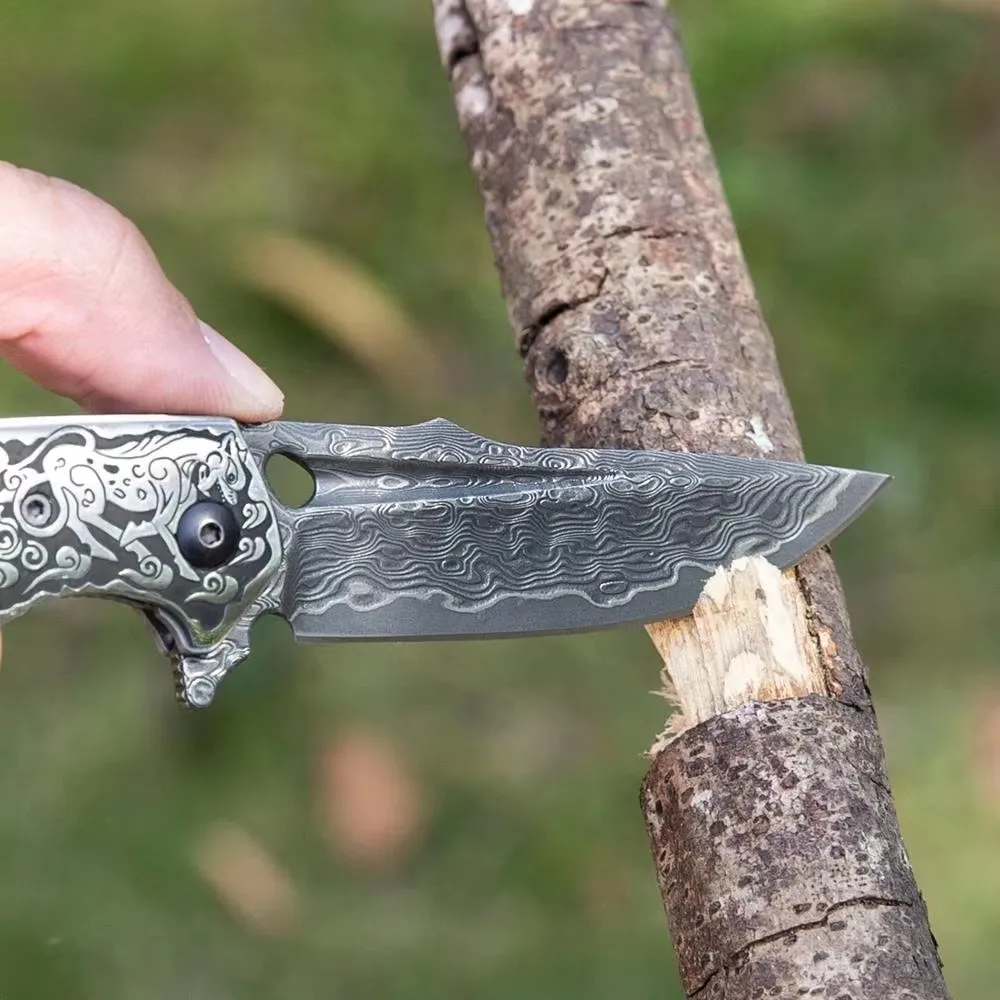 NEWOOTZ карманный складной нож из дамасской стали японская деревянная ручка EDC