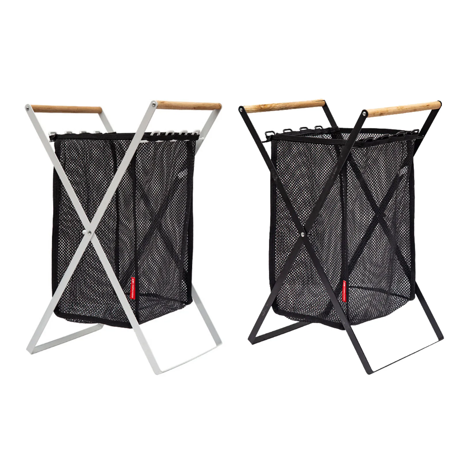 

Outdoor Storage Mesh Bag Folding Laundry Hamper With Support Collapsible Storage Net Pouch Multi-functional Storage Basket