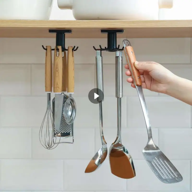 

360 Degrees Rotated Multi-Purpose Hooks Self Adhesive Hooks Home Kitchen Wall Door Hook Handbag Clothes Ties Bag Hanger Racks