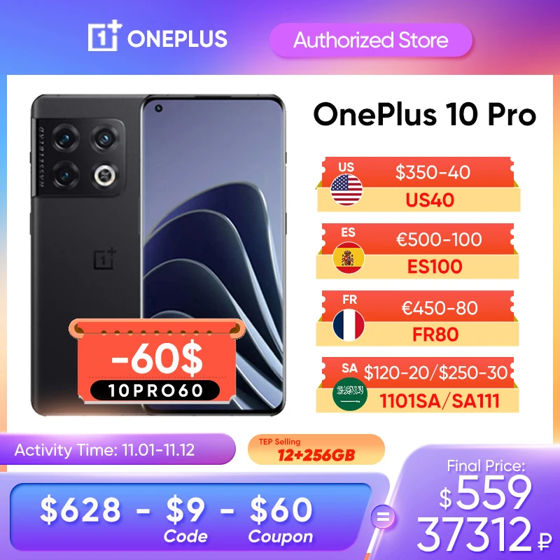 Tanie OnePlus 10 Pro 10pro 5G Smartphone 12GB 512GB Snapdragon 8 Gen 1 Telefony Komórkowe 80W Szybkie ładowanie