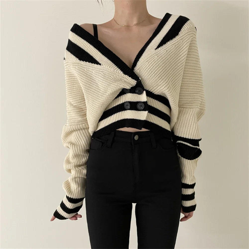 

PLAMTEE Cardigans Women Gentle Coats Slim New High Waist Vintage Mujer Loose All Match Winter Warm Patchwork Knitted Sweaters