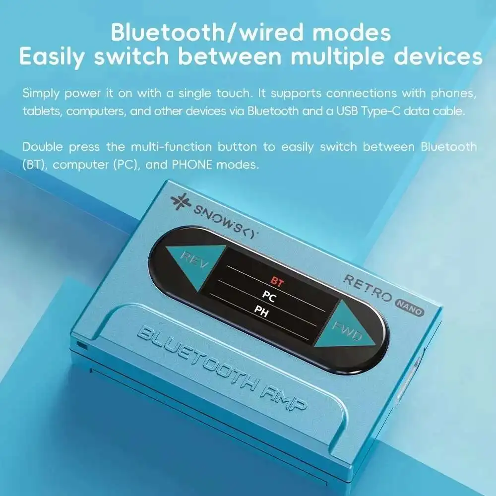 Фото FIIO SNOWSKY RETRO NANO Портативный усилитель для наушников с поддержкой LDAC, Bluetooth, 3.5 мм, 4.4 мм, APM, CTIA, длительное время работы от батареи, настраиваемый №3