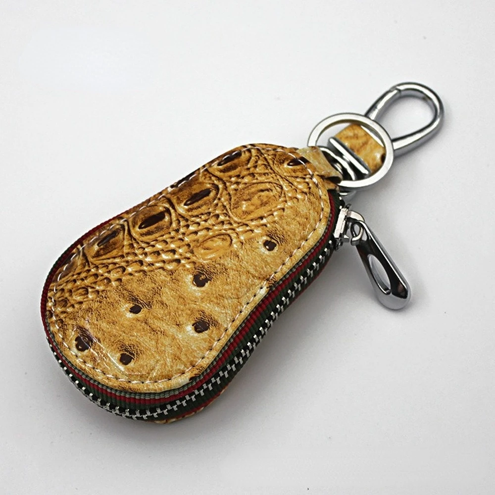 

Leather Car Key Organizer Wallet Zipper Hook Key Pouch Coin Purse for Men Women Crocodile Pattern Key chain Holder