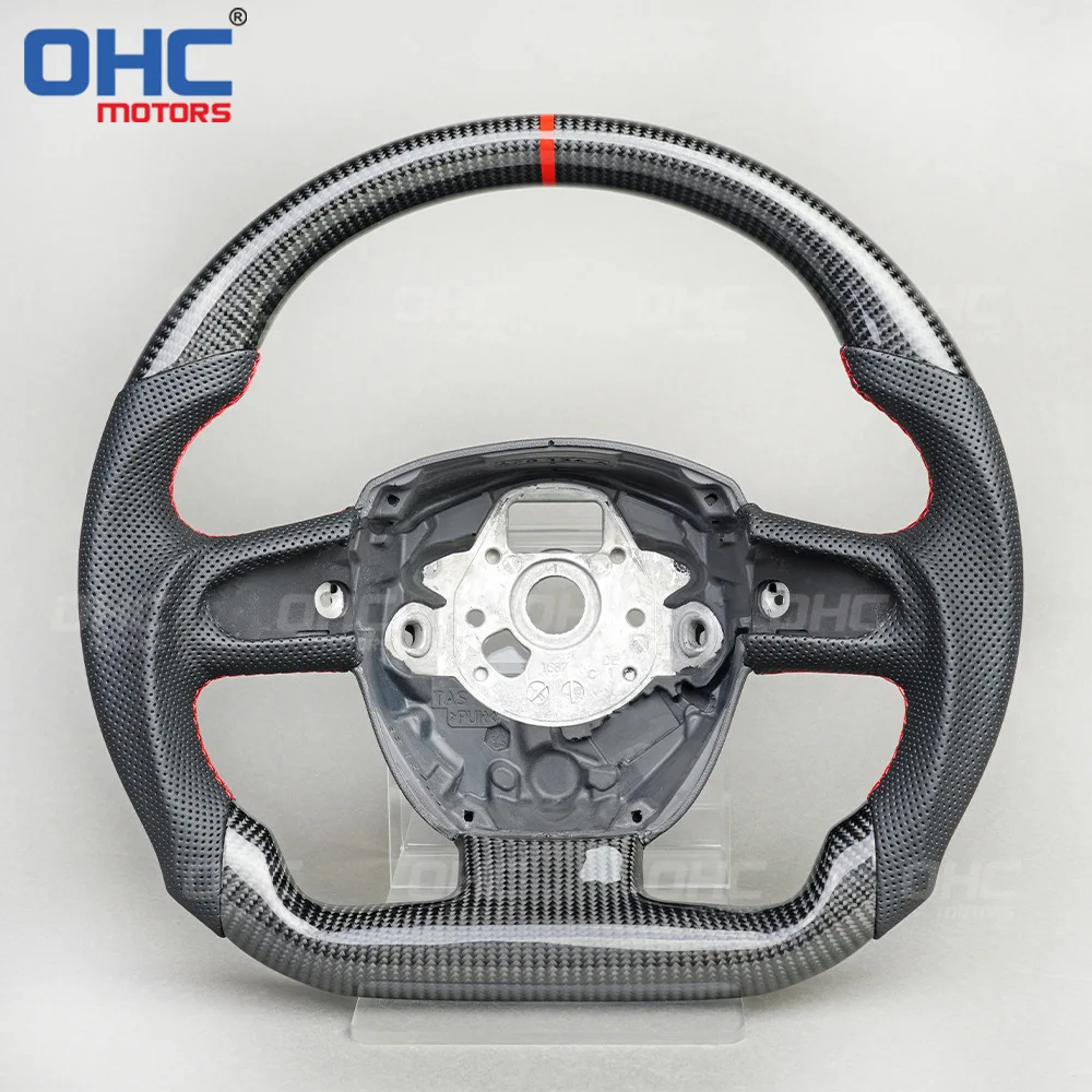 

Carbon Fiber+perforated Leather Red Positioning Line Automobile Refitted Steering Wheel Assembly For Audi A5