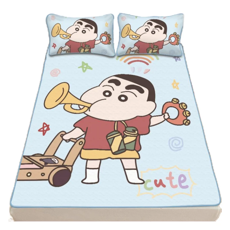 

Crayon Shinchan cartoon cute ice silk mat three-piece summer creative kawaii washable foldable student dormitory bedding gift