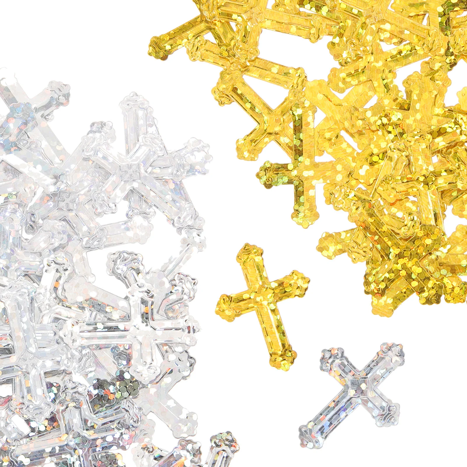 

2 Bags Wedding Decoration Dining Table Confetti Glitter Decorations Cross Plastic Metallic Infant