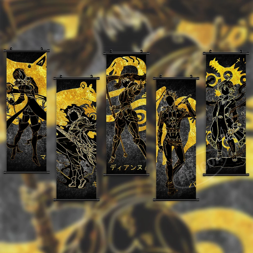 

Картина на холсте семи смертных грехов, настенная роспись, мелиодас, картина Мерлин, Висячие свитки, аниме плакат, украшение для дома