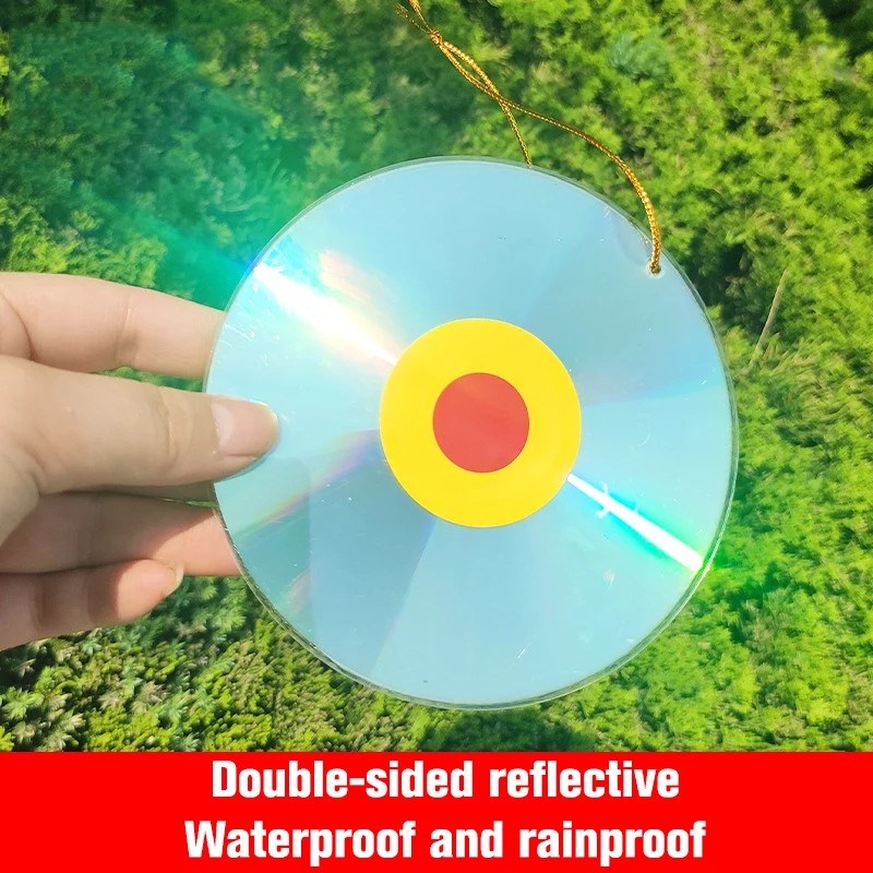 

1PCS Double Sided Reflection Reflective Anti CD Bird Repellant with Bells Garden Plant Protector Garden Decoration