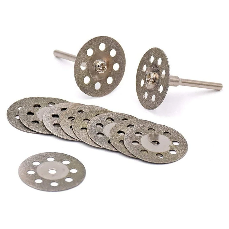 

10 Pcs Diamond Cutting Wheel Cut Off Discs Coated Rotary Tools With Mandrel 22Mm For Dremel