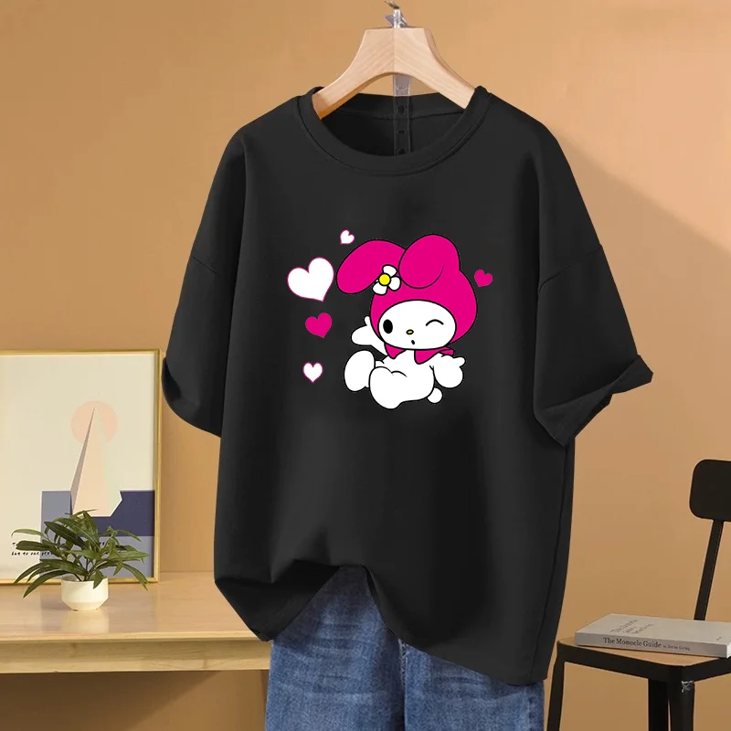 Sanrio Kawaii My Melody печатная Футболка уличная спортивная парная Студенческая футболка