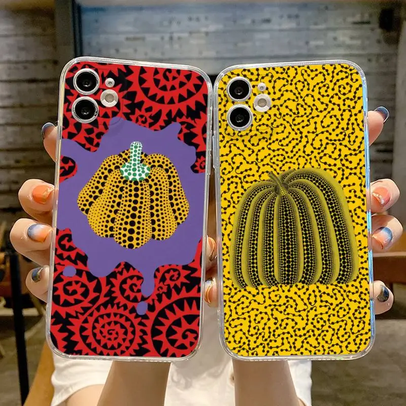 

Yayoi Kusama Pumpkin Art Phone Case Transparent For iphone 13 12 11 Pro Max Mini X XR XS 7 8 6s plus phone Full Coverage Covers