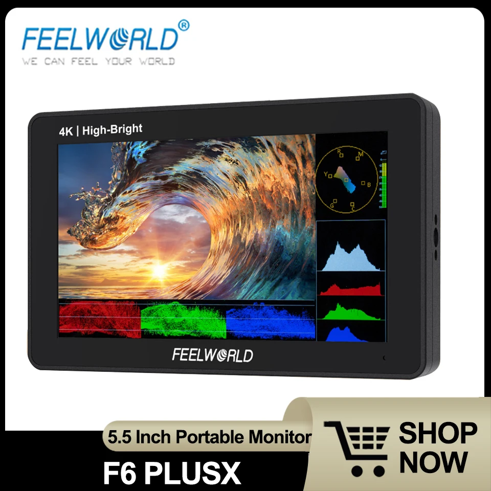 

FEELWORLD F6 PLUSX Touch Screen 5.5 Inch Portable Monitor Camere DSLR 3D LUT Full HD 1920x1080 4K HDMI In Out F970 External Kit