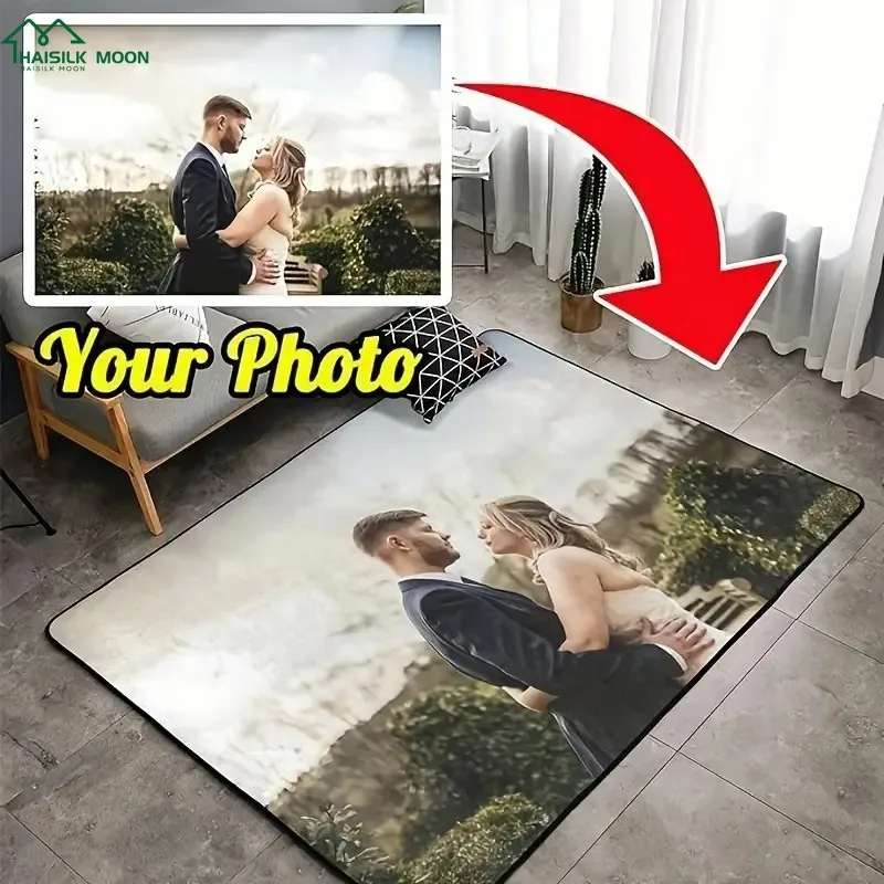 Фото Настраиваемый ковер для фотографий и текста — персонализированный с рисунком и текстом, идеально подходит для любой комнаты, декора гостиной и спальни. №3