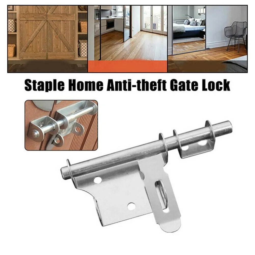 

Bolt Latch Padlock 1 Set Brushed Stainless Steel Door Lock Hardware Heavy Duty Safety Silver Tone High Quality