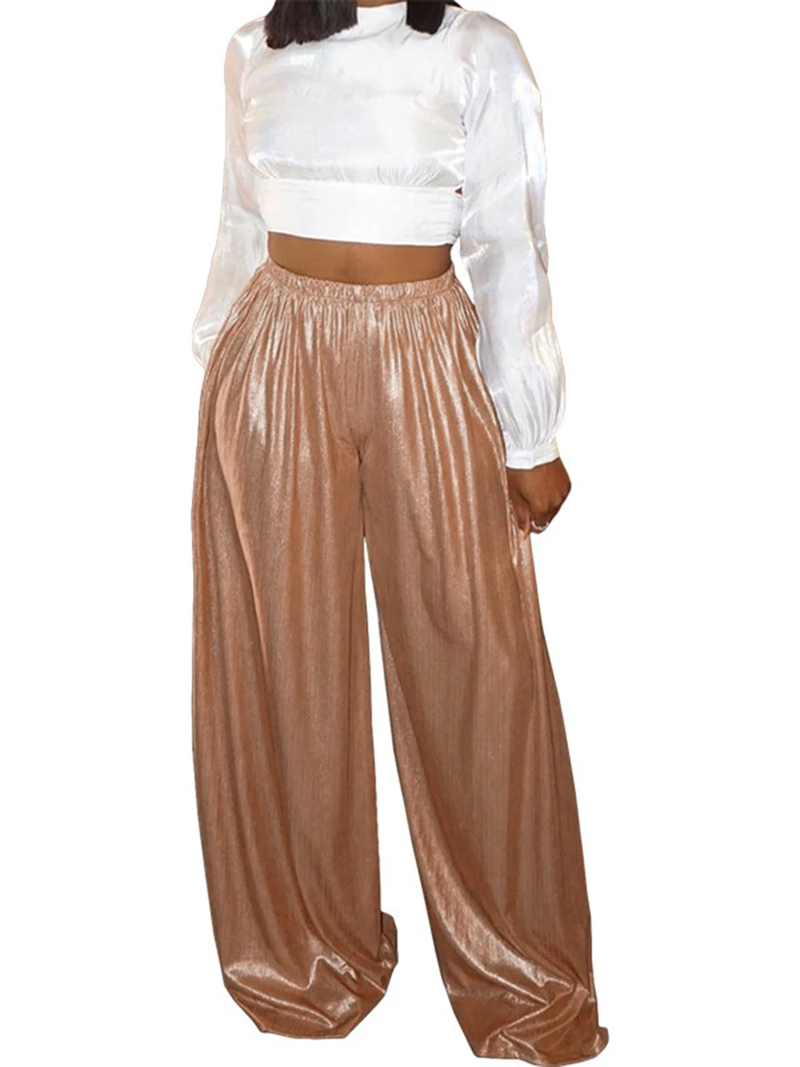 

Женские брюки с широкими штанинами, с эластичным поясом