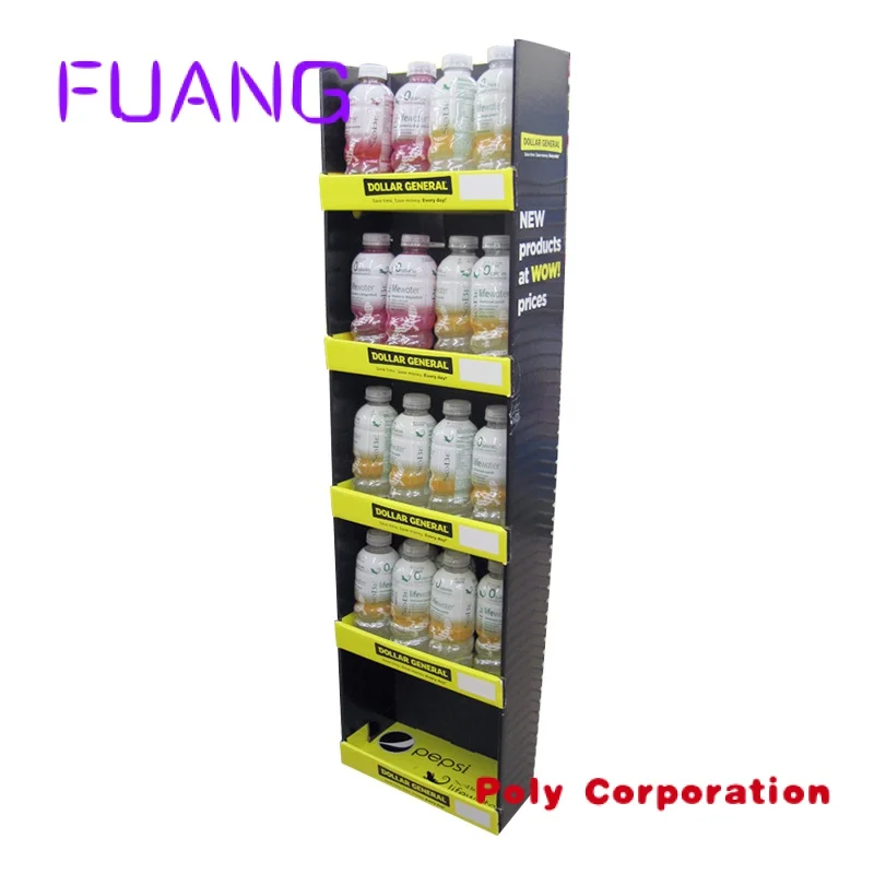 custom supermarket standee cardboard floor retail display stand water bottle display rack