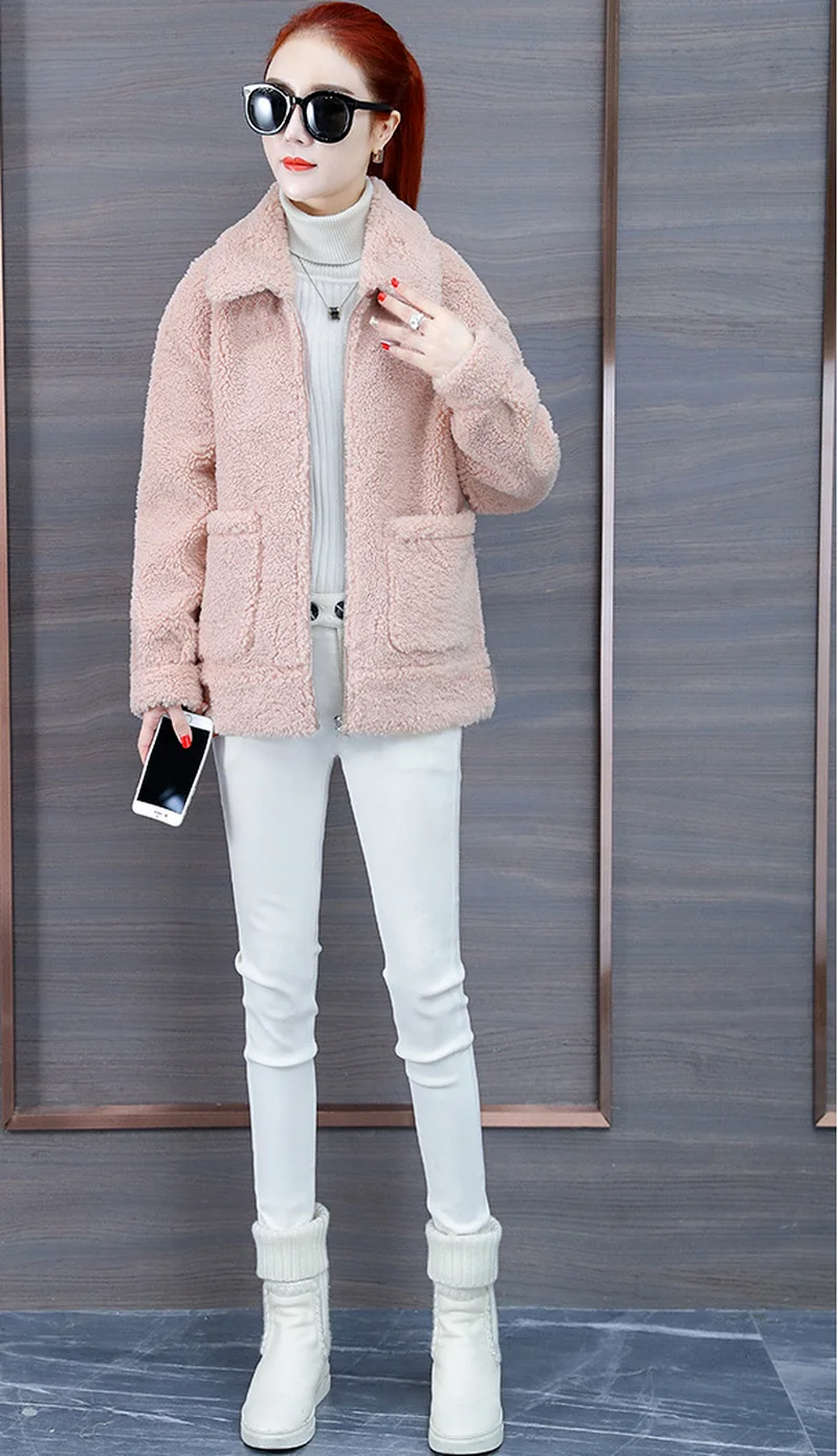 

Women's Sweatshirt Ladies Tops Large Size Plus Velet Lapel Cardigan Fashion Zipper Pocket Solid Color Loose Style Tenafeicc