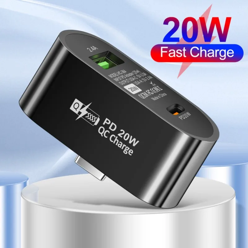 

Universal 2ports Type C Mobile Phone Charger Fast Charging Smart Splitter 20w Fast Charging Charger Type-c Hub Extender