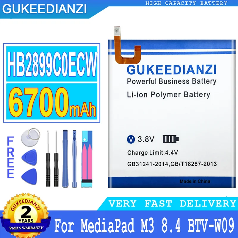 

6700mAh High Capacity Battery HB2899C0ECW (jinshu) For Huawei MediaPad M3 8.4" BTV-W09 BTV-DL09 SHT-AL09 SHT-W09 Bateria Baterij