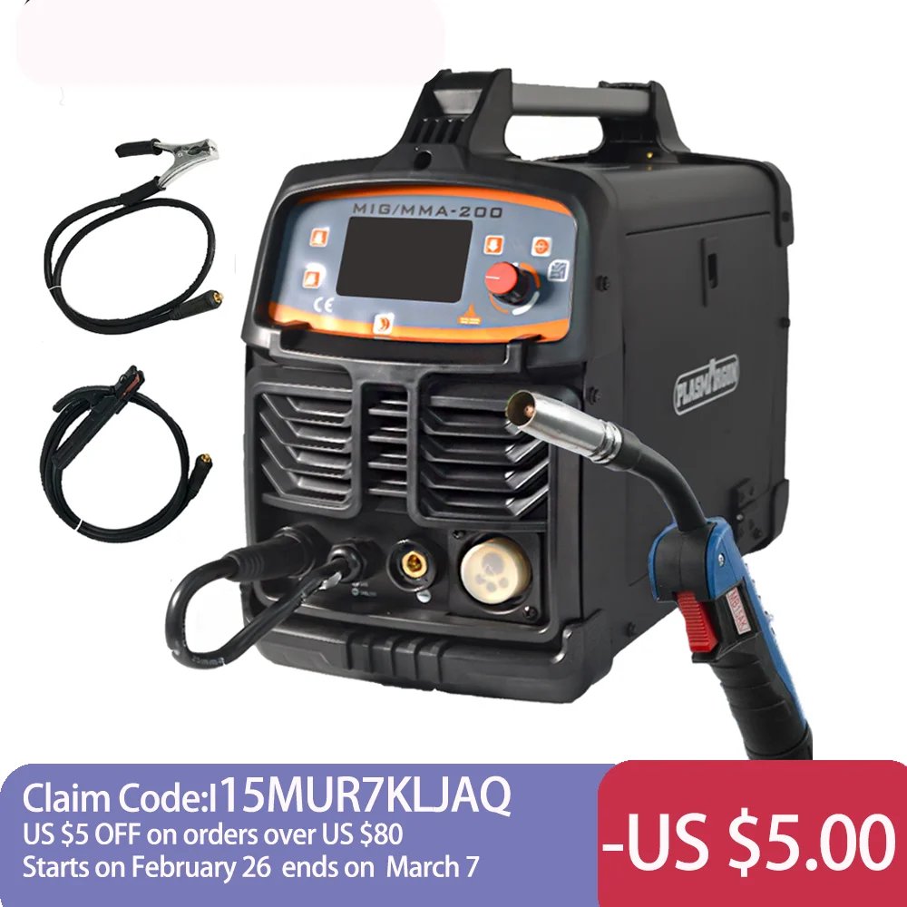 

PLASMARGON Mig/MAG 3 in 1Aluminum Welding Machine DC inverter Semi-automatic Arc 200A Welding machine,Lift tig/MMA/MIG