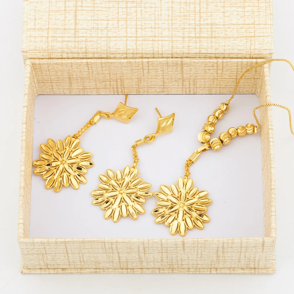 

Роскошное ожерелье и серьги в подарочной коробке, модный Африканский Дубайский позолоченный кулон, Свадебные Ювелирные наборы для женщин, ...