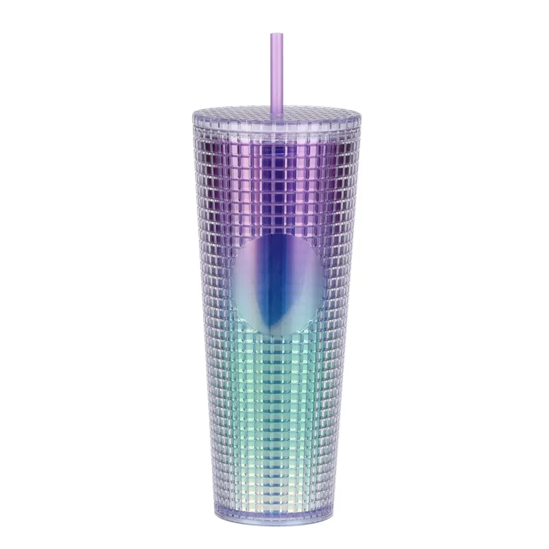 

Кофейная чашка в форме кукурузы, Праздничная кружка для холодной воды, стакан с соломинкой, двухслойные пластиковые двухбриллиантовые блес...