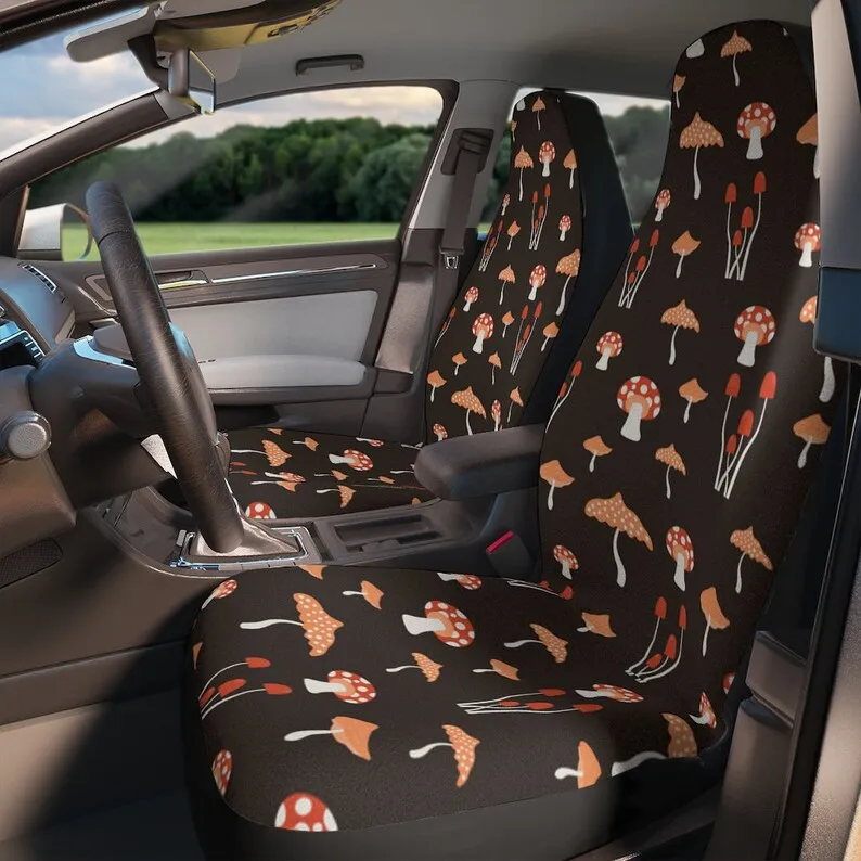 

Mushroom Orange Autumn Cottage Core Cute Brown Car Seat Covers | Custom