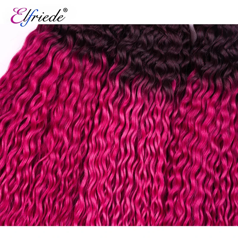 Elfriede T1B/розово-красные Курчавые Кудрявые Омбре цветные человеческие волосы 100%