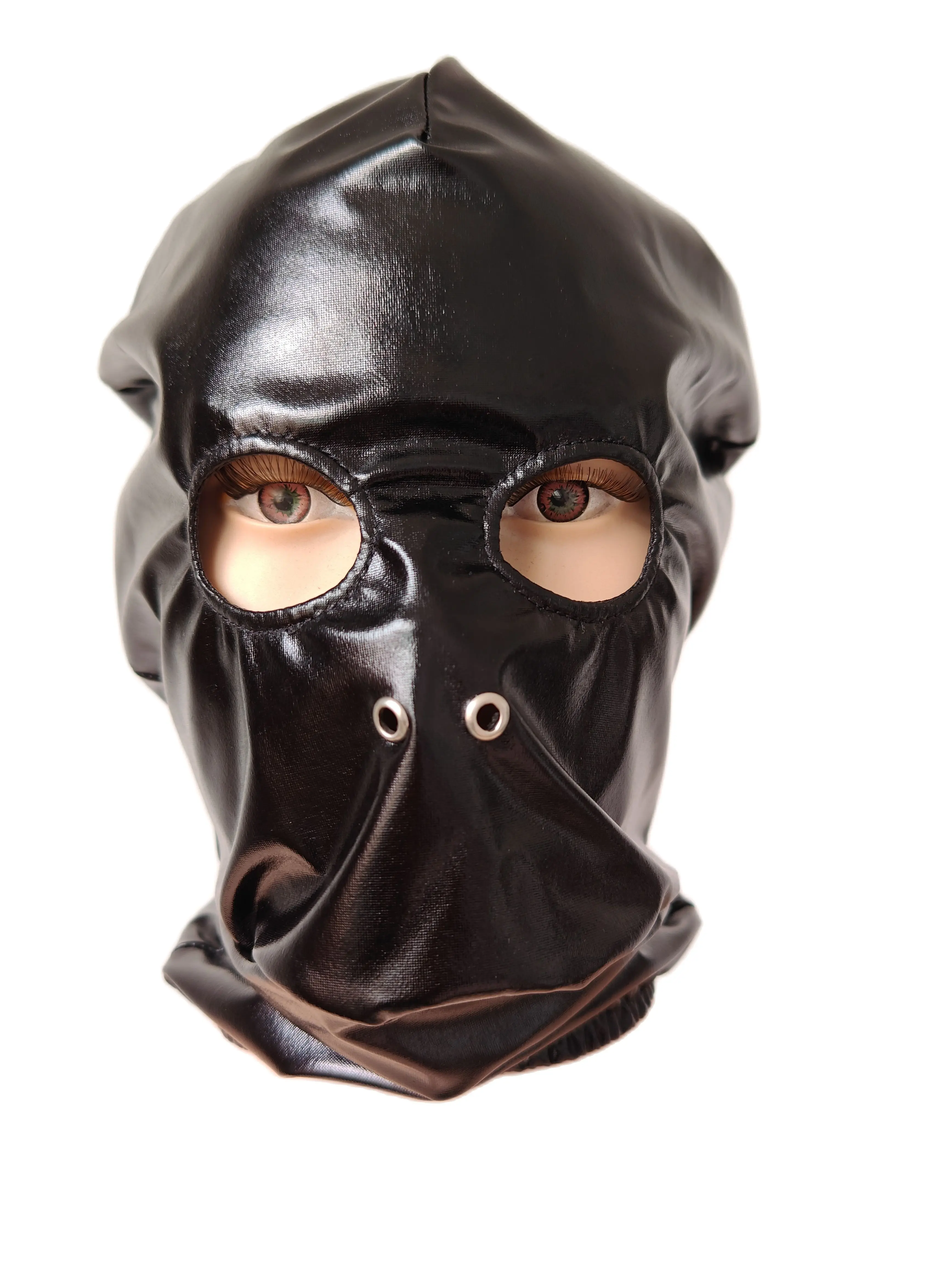 

Черная капюшон для взрослых, унисекс, костюмы Zentai, аксессуары, маска, костюмы для косплея на Хэллоуин, блестящая металлическая маска, открытые глаза, ноздри