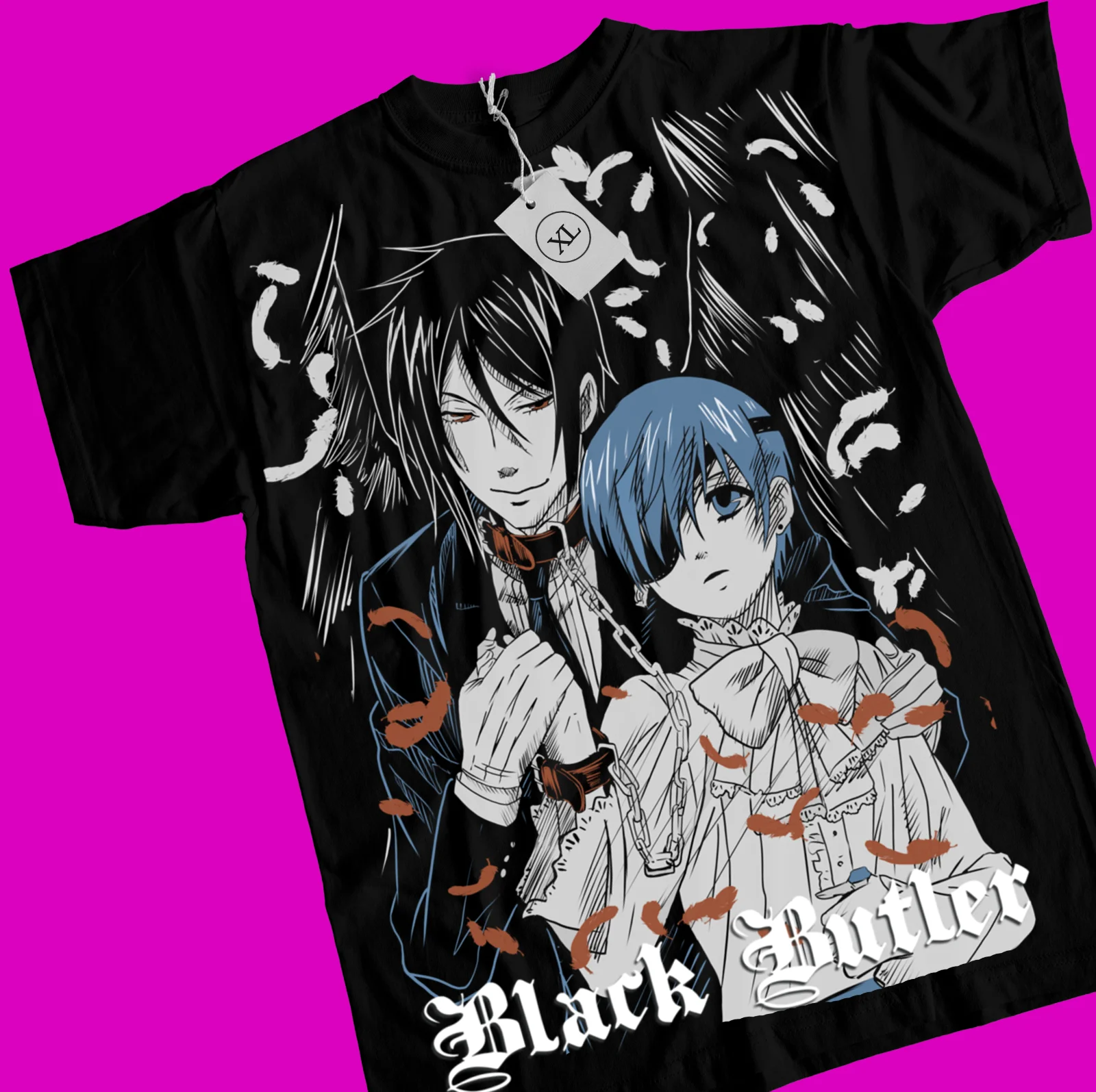 Унисекс черная рубашка дворецкого яркая Kuroshitsuji тобосо Яна