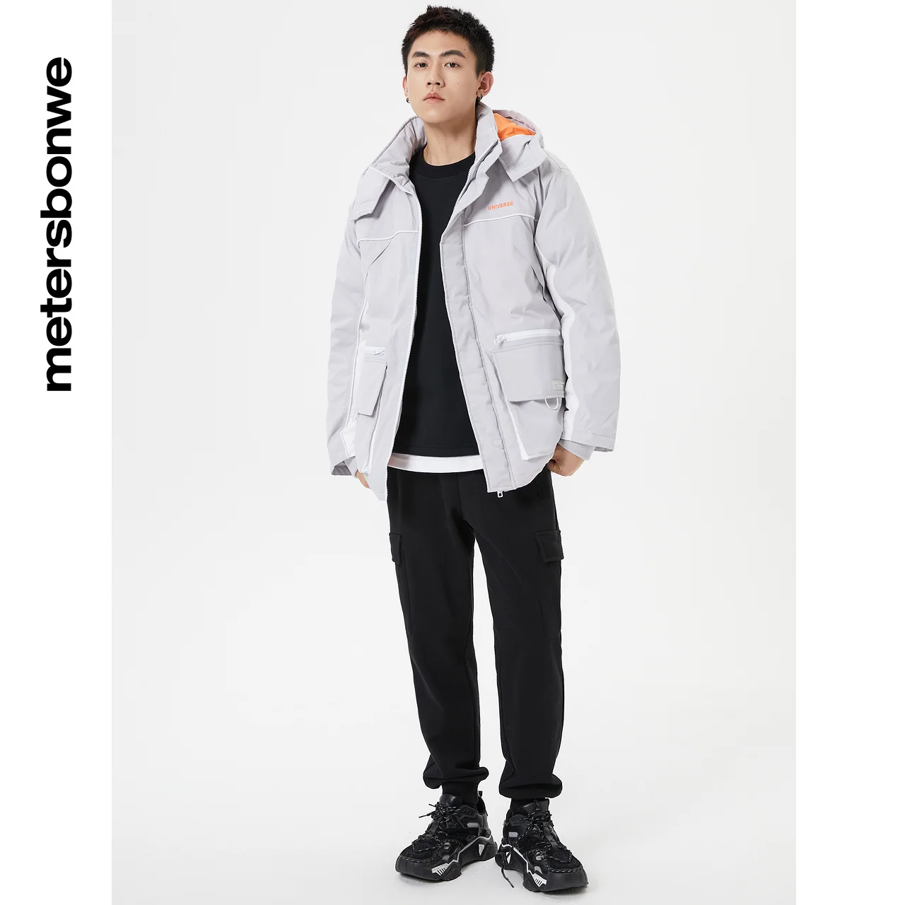 Metersbonwe Hooded Contrast Panel Cargo Down Jacket Men Winter New Thick Outerweart Warm Down Coat Brand Jackets Fashion Coats