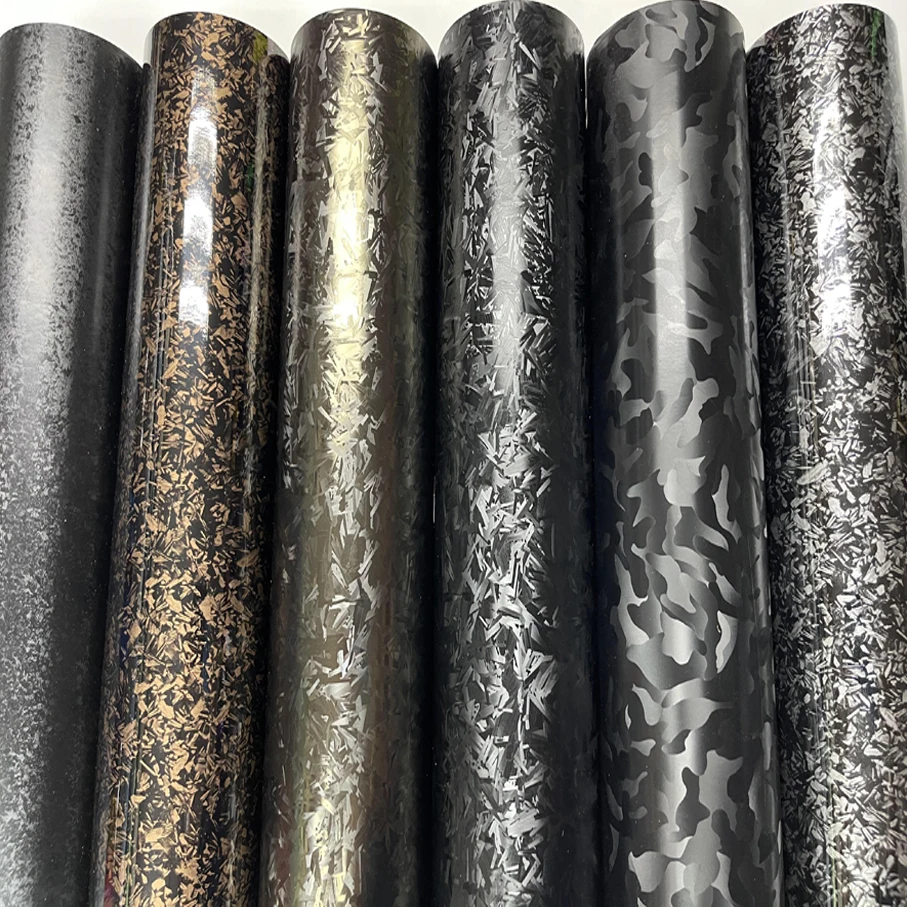 

Super Quality Grey gold Black Forged Carbon Fiber Vinyl Wrap Roll with Air Release Technology Car Styling Stickers Decals