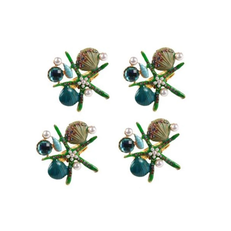 

4 шт., кольца для салфеток в виде морской звезды