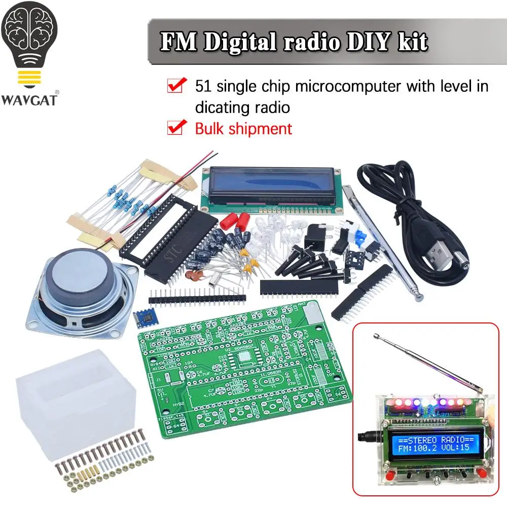 Набор для сборки цифрового FM-радио TDA5807, LCD1602, 5 вт, усилитель звука, 87-108 мгц, дисплей, STC89C52