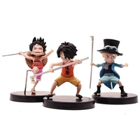 one piece 9 5cm ace luffy and saab three brothers childhood anime figures model pvc