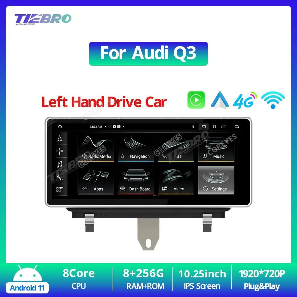 

Автомагнитола TIEBRO, 10,25 дюйма, Android 11, для Audi Q3 2013-2018, 1920*720P, мультимедийный плеер, GPS-навигация, головное устройство CarPlay, Bluetooth