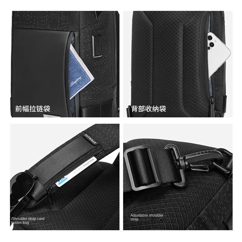 Crossbody Shoulder Bag Chest Bag for Men Waterproof Diagonal Hanging Business Men's Crossbody Bag Outdoor Travel Riding Bag