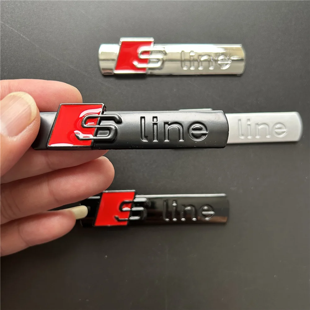 

S Line Logo Sticker Metal Alloy Car Badge SLine Emblem Racing For Audi A3 A4 A5 A6 S7 A8 S3 S4 S5 S6 S7 S8 Q3 Q5 Q7 RS3 RS4 RS5