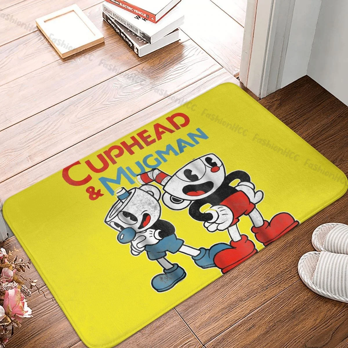 

Нескользящий ковер для ванной комнаты Cuphead Mugman Dynamic Duo, графический фланелевый коврик, Придверный коврик, домашний декор, коврик